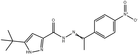 5-tert-butyl-N-[(E)-1-(4-nitrophenyl)ethylideneamino]-1H-pyrazole-3-carboxamide Struktur