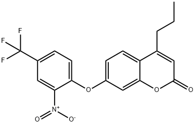 7-[2-nitro-4-(trifluoromethyl)phenoxy]-4-propylchromen-2-one Struktur