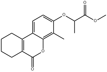 methyl 2-[(4-methyl-6-oxo-7,8,9,10-tetrahydrobenzo[c]chromen-3-yl)oxy]propanoate Struktur