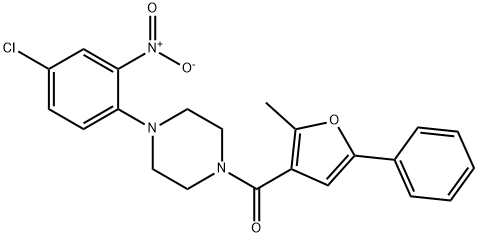 [4-(4-chloro-2-nitrophenyl)piperazin-1-yl]-(2-methyl-5-phenylfuran-3-yl)methanone Struktur