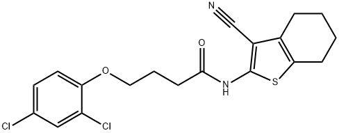 N-(3-cyano-4,5,6,7-tetrahydro-1-benzothiophen-2-yl)-4-(2,4-dichlorophenoxy)butanamide Struktur