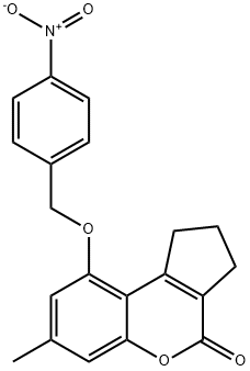 7-methyl-9-[(4-nitrophenyl)methoxy]-2,3-dihydro-1H-cyclopenta[c]chromen-4-one Struktur