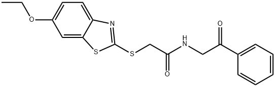 2-[(6-ethoxy-1,3-benzothiazol-2-yl)sulfanyl]-N-phenacylacetamide Struktur