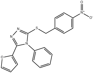 3-(furan-2-yl)-5-[(4-nitrophenyl)methylsulfanyl]-4-phenyl-1,2,4-triazole Struktur