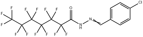 N-[(E)-(4-chlorophenyl)methylideneamino]-2,2,3,3,4,4,5,5,6,6,7,7,7-tridecafluoroheptanamide Struktur