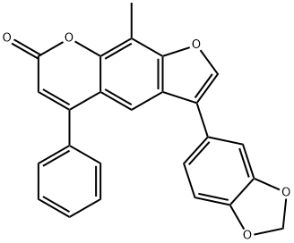 3-(1,3-benzodioxol-5-yl)-9-methyl-5-phenylfuro[3,2-g]chromen-7-one Struktur