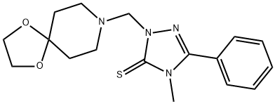 2-(1,4-dioxa-8-azaspiro[4.5]decan-8-ylmethyl)-4-methyl-5-phenyl-1,2,4-triazole-3-thione Struktur