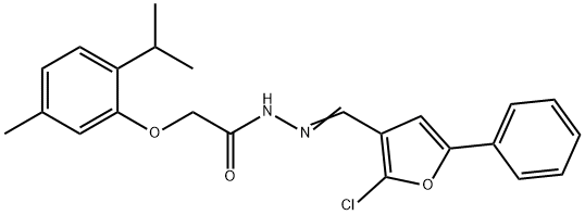 N-[(E)-(2-chloro-5-phenylfuran-3-yl)methylideneamino]-2-(5-methyl-2-propan-2-ylphenoxy)acetamide Struktur