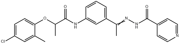 N-[(E)-1-[3-[2-(4-chloro-2-methylphenoxy)propanoylamino]phenyl]ethylideneamino]pyridine-4-carboxamide Struktur