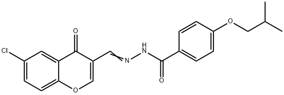 N-[(E)-(6-chloro-4-oxochromen-3-yl)methylideneamino]-4-(2-methylpropoxy)benzamide Struktur