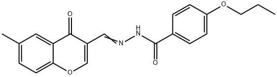 N-[(E)-(6-methyl-4-oxochromen-3-yl)methylideneamino]-4-propoxybenzamide Struktur