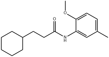 3-cyclohexyl-N-(2-methoxy-5-methylphenyl)propanamide Struktur