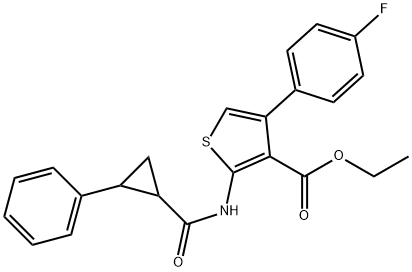 ethyl 4-(4-fluorophenyl)-2-[(2-phenylcyclopropanecarbonyl)amino]thiophene-3-carboxylate Struktur