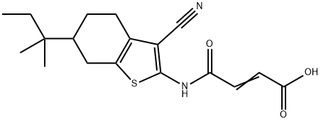 (E)-4-[[3-cyano-6-(2-methylbutan-2-yl)-4,5,6,7-tetrahydro-1-benzothiophen-2-yl]amino]-4-oxobut-2-enoic acid Struktur