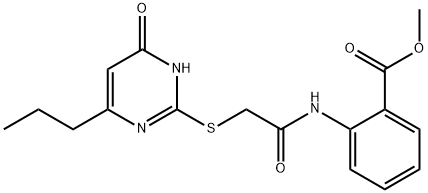 methyl 2-[[2-[(4-oxo-6-propyl-1H-pyrimidin-2-yl)sulfanyl]acetyl]amino]benzoate Struktur