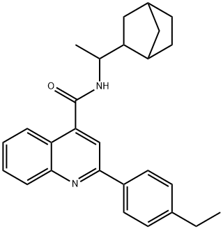 N-[1-(3-bicyclo[2.2.1]heptanyl)ethyl]-2-(4-ethylphenyl)quinoline-4-carboxamide Struktur