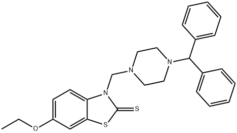 3-[(4-benzhydrylpiperazin-1-yl)methyl]-6-ethoxy-1,3-benzothiazole-2-thione Struktur