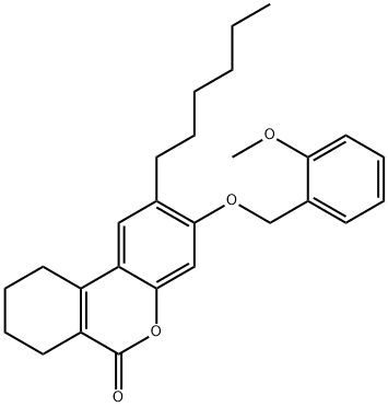 2-hexyl-3-[(2-methoxyphenyl)methoxy]-7,8,9,10-tetrahydrobenzo[c]chromen-6-one Struktur