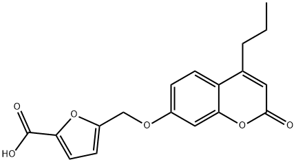 5-[(2-oxo-4-propylchromen-7-yl)oxymethyl]furan-2-carboxylic acid Struktur