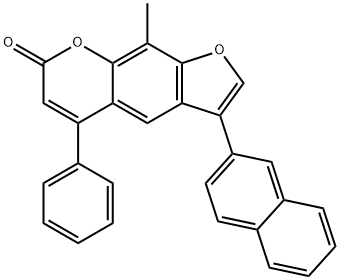 9-methyl-3-naphthalen-2-yl-5-phenylfuro[3,2-g]chromen-7-one Struktur