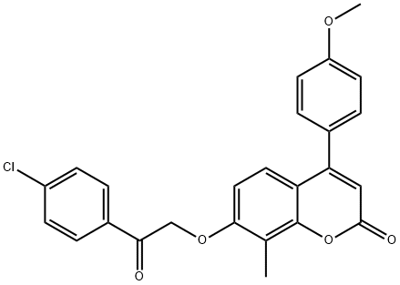 7-[2-(4-chlorophenyl)-2-oxoethoxy]-4-(4-methoxyphenyl)-8-methylchromen-2-one Struktur