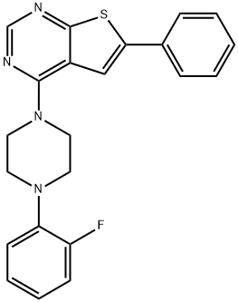 4-[4-(2-fluorophenyl)piperazin-1-yl]-6-phenylthieno[2,3-d]pyrimidine Struktur