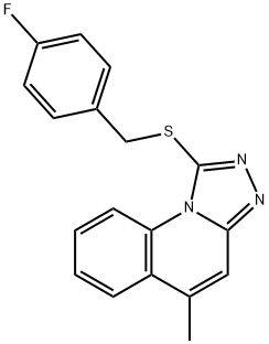 1-[(4-fluorophenyl)methylsulfanyl]-5-methyl-[1,2,4]triazolo[4,3-a]quinoline Struktur