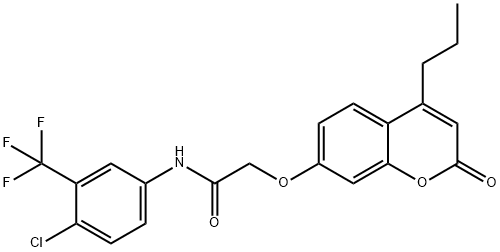 N-[4-chloro-3-(trifluoromethyl)phenyl]-2-(2-oxo-4-propylchromen-7-yl)oxyacetamide Struktur