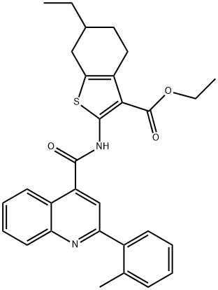 ethyl 6-ethyl-2-[[2-(2-methylphenyl)quinoline-4-carbonyl]amino]-4,5,6,7-tetrahydro-1-benzothiophene-3-carboxylate Struktur