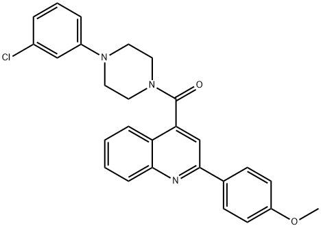 [4-(3-chlorophenyl)piperazin-1-yl]-[2-(4-methoxyphenyl)quinolin-4-yl]methanone Struktur