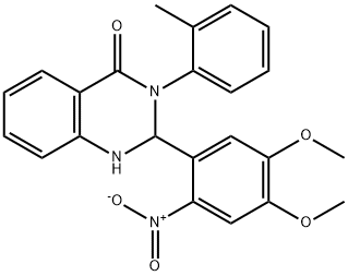 2-(4,5-dimethoxy-2-nitrophenyl)-3-(2-methylphenyl)-1,2-dihydroquinazolin-4-one Structure