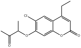 6-chloro-4-ethyl-7-(3-oxobutan-2-yloxy)chromen-2-one Struktur