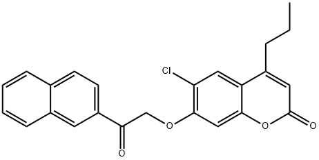 6-chloro-7-(2-naphthalen-2-yl-2-oxoethoxy)-4-propylchromen-2-one Struktur