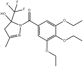 [5-hydroxy-3-methyl-5-(trifluoromethyl)-4H-pyrazol-1-yl]-(3,4,5-triethoxyphenyl)methanone Struktur