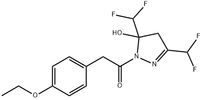 1-[3,5-bis(difluoromethyl)-5-hydroxy-4H-pyrazol-1-yl]-2-(4-ethoxyphenyl)ethanone Struktur