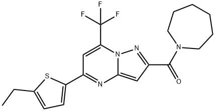 azepan-1-yl-[5-(5-ethylthiophen-2-yl)-7-(trifluoromethyl)pyrazolo[1,5-a]pyrimidin-2-yl]methanone Struktur