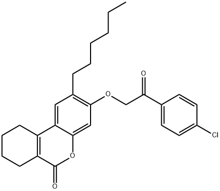 3-[2-(4-chlorophenyl)-2-oxoethoxy]-2-hexyl-7,8,9,10-tetrahydrobenzo[c]chromen-6-one Struktur