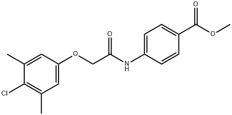 methyl 4-[[2-(4-chloro-3,5-dimethylphenoxy)acetyl]amino]benzoate Struktur