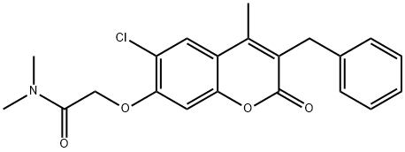 2-(3-benzyl-6-chloro-4-methyl-2-oxochromen-7-yl)oxy-N,N-dimethylacetamide Struktur