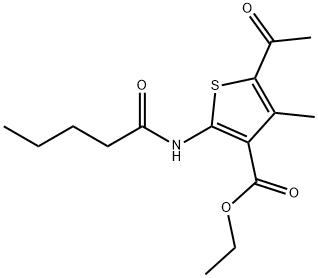 ethyl 5-acetyl-4-methyl-2-(pentanoylamino)thiophene-3-carboxylate Struktur