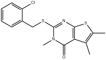 2-[(2-chlorophenyl)methylsulfanyl]-3,5,6-trimethylthieno[2,3-d]pyrimidin-4-one Struktur