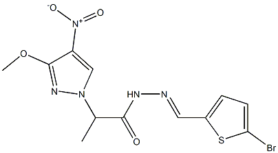 N-[(E)-(5-bromothiophen-2-yl)methylideneamino]-2-(3-methoxy-4-nitropyrazol-1-yl)propanamide Struktur