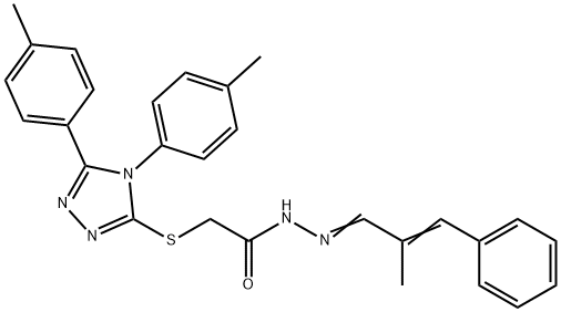 2-[[4,5-bis(4-methylphenyl)-1,2,4-triazol-3-yl]sulfanyl]-N-[(E)-[(E)-2-methyl-3-phenylprop-2-enylidene]amino]acetamide Struktur