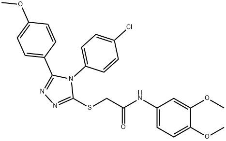 2-[[4-(4-chlorophenyl)-5-(4-methoxyphenyl)-1,2,4-triazol-3-yl]sulfanyl]-N-(3,4-dimethoxyphenyl)acetamide Struktur