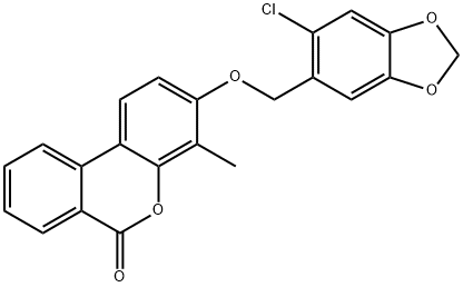 3-[(6-chloro-1,3-benzodioxol-5-yl)methoxy]-4-methylbenzo[c]chromen-6-one Struktur