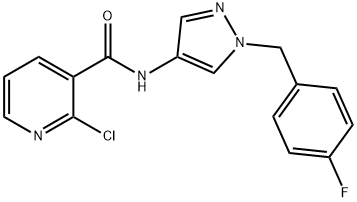 2-chloro-N-[1-[(4-fluorophenyl)methyl]pyrazol-4-yl]pyridine-3-carboxamide Struktur