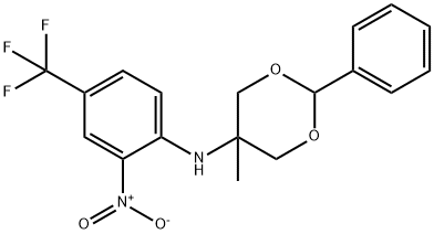 5-methyl-N-[2-nitro-4-(trifluoromethyl)phenyl]-2-phenyl-1,3-dioxan-5-amine Struktur