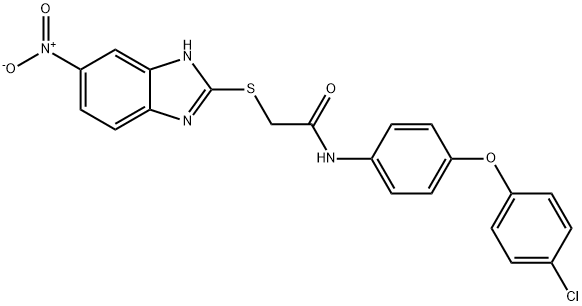 N-[4-(4-chlorophenoxy)phenyl]-2-[(6-nitro-1H-benzimidazol-2-yl)sulfanyl]acetamide Struktur