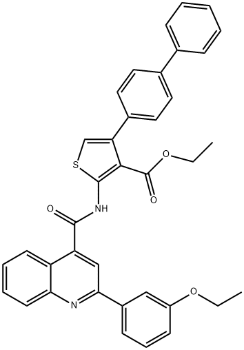 ethyl 2-[[2-(3-ethoxyphenyl)quinoline-4-carbonyl]amino]-4-(4-phenylphenyl)thiophene-3-carboxylate Struktur