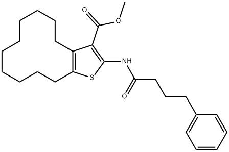 methyl 2-(4-phenylbutanoylamino)-4,5,6,7,8,9,10,11,12,13-decahydrocyclododeca[b]thiophene-3-carboxylate Struktur